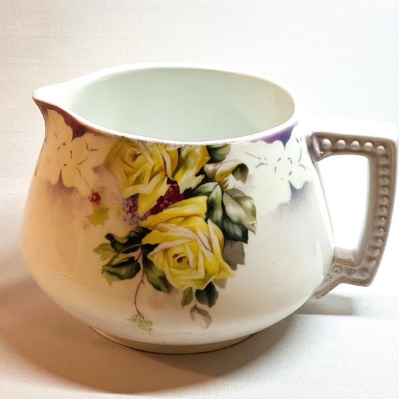 J&C Bavaria Vintage Antique Large Pitcher Hand Painted Porcelain Roses Germany - Picture 4 of 13